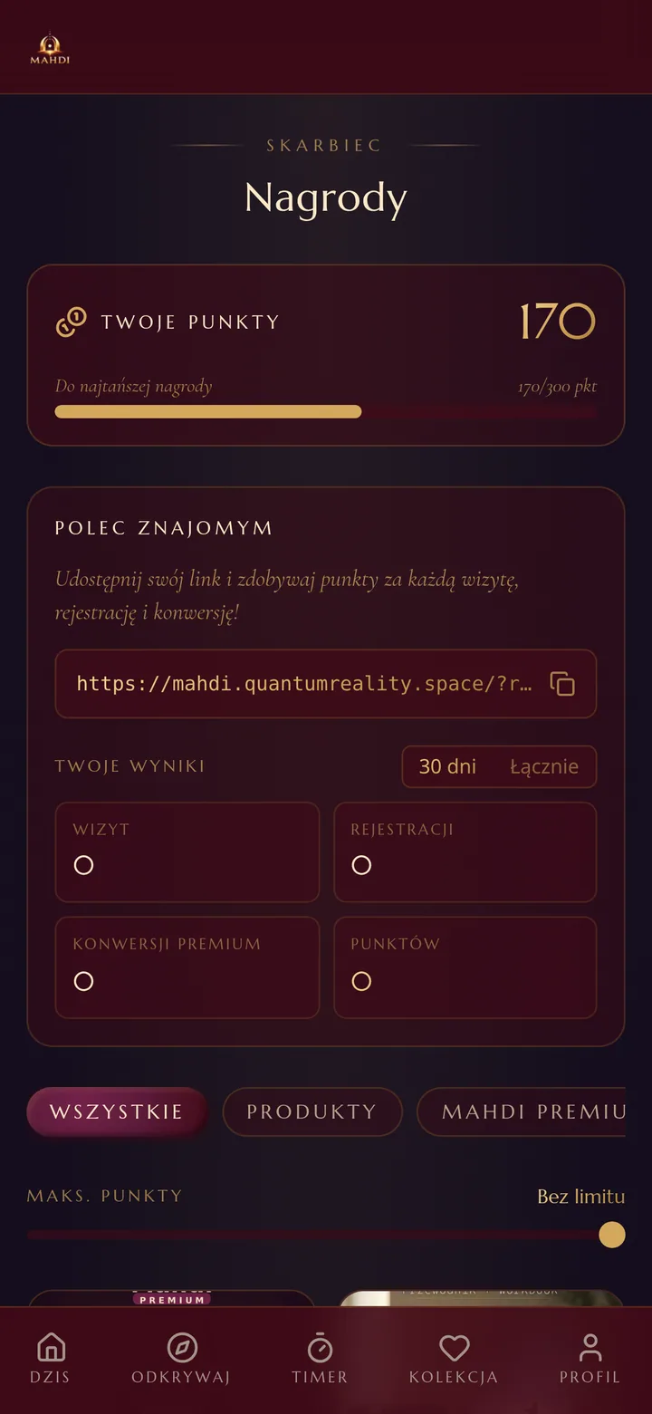 Mahdi — Skarbiec, panel nagród